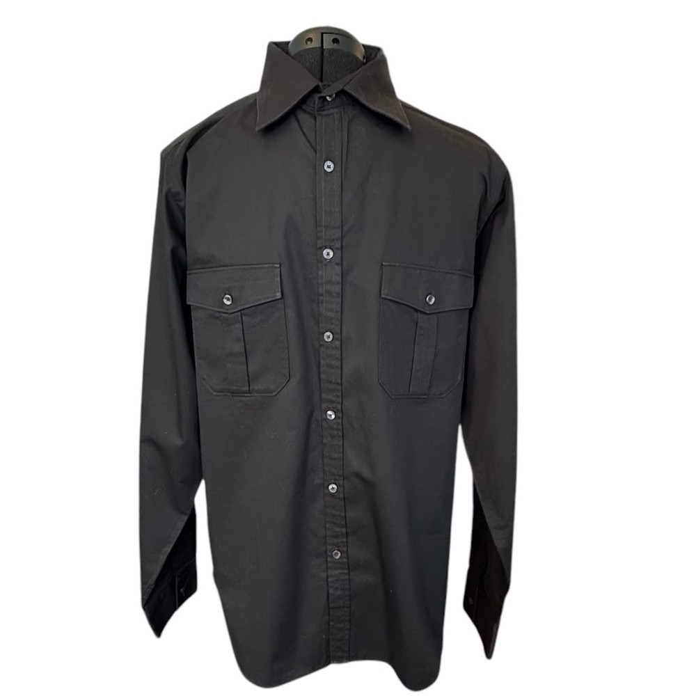 GIVENCHY MEN’S BLACK BUTTON DOWN SLIM FIT SHIRT. SIZE L.